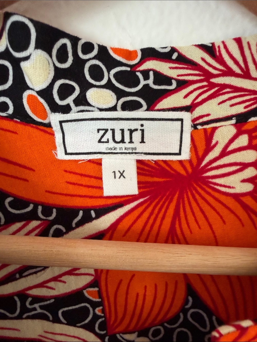 Zuri Kenya Floral Poplin Cotton Long Sleeve Shirt Dress Size 1X Just One Dress - Picture 6 of 10